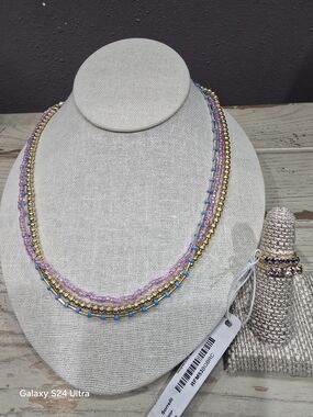 NWT Sorrelli Berry Crush Beaded Necklace & Stacked Ring MSRP $190